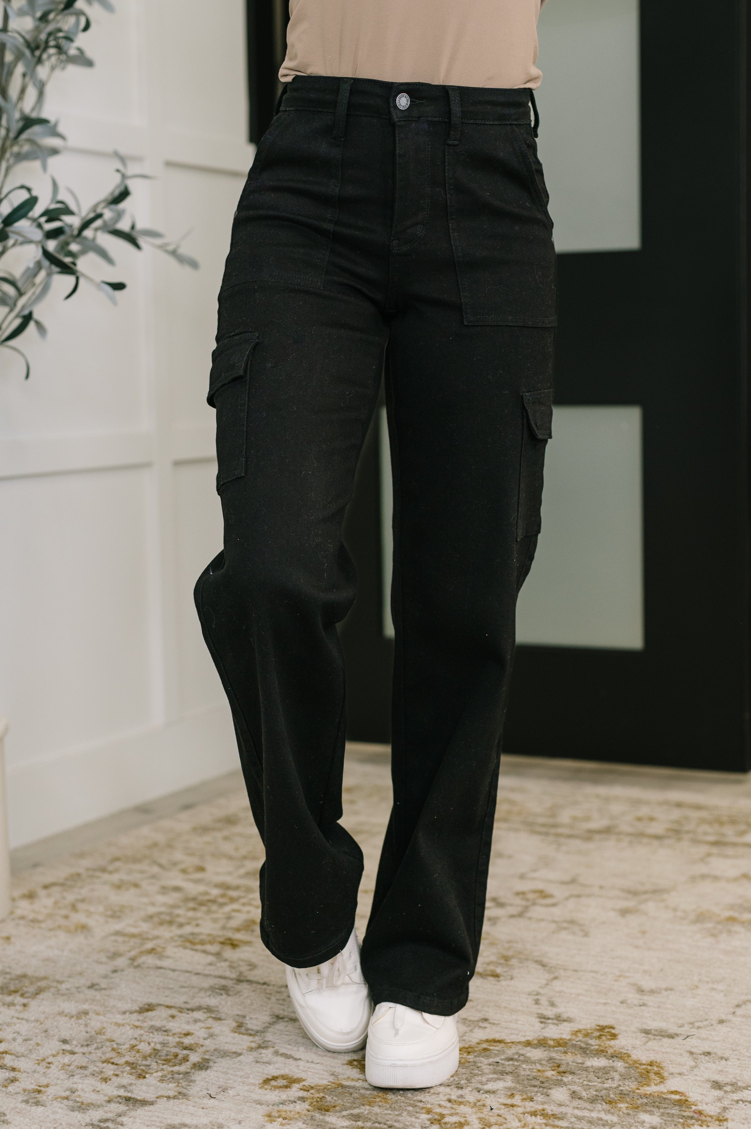 Keira High Waist Cargo Wide in Black – Abby Lane