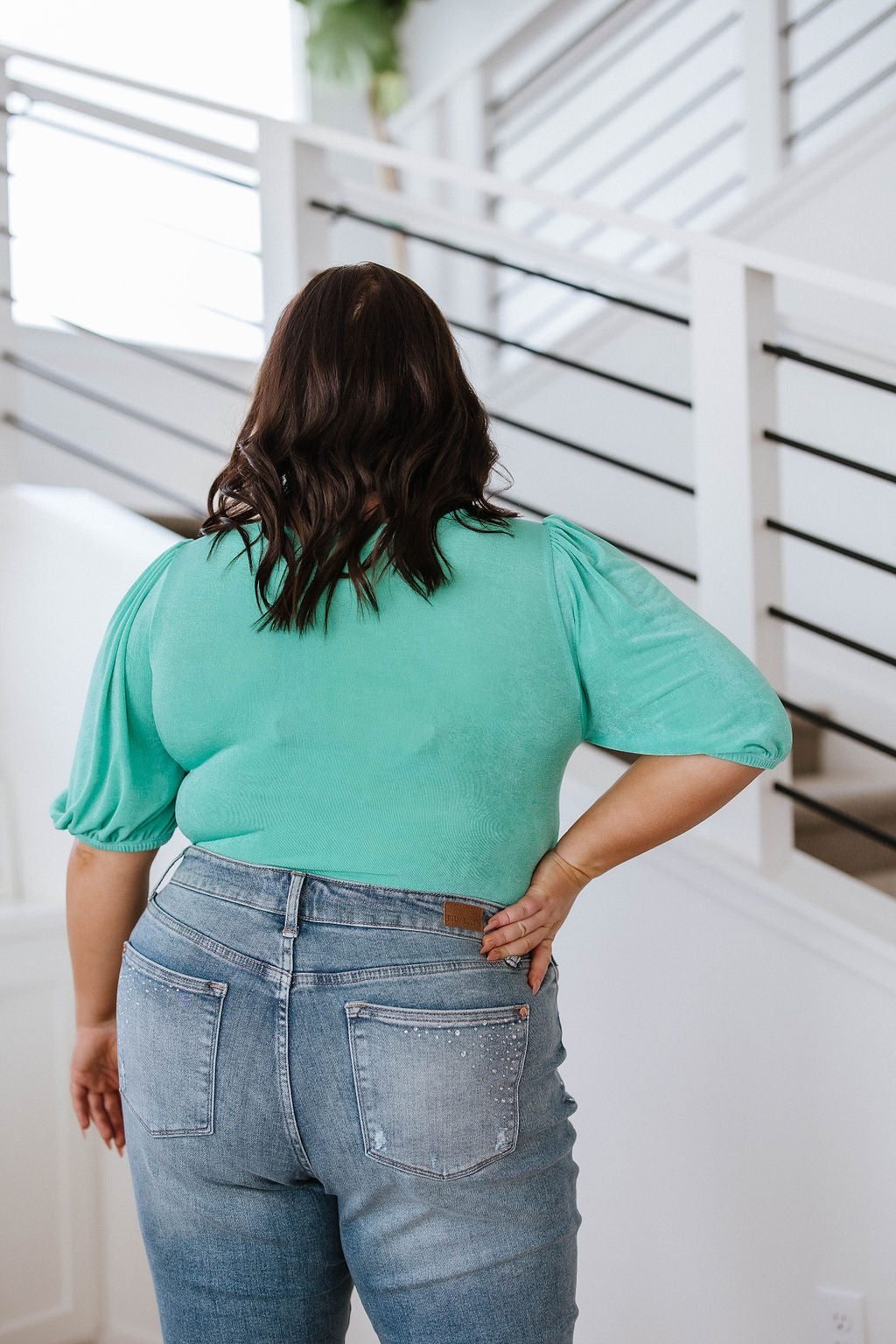 A Total Vision Square Neck Bodysuit in Mint!