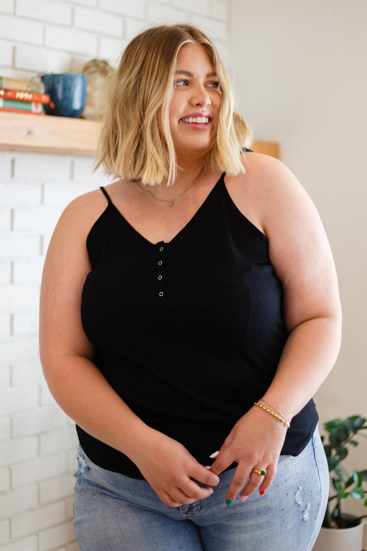 All Day Ribbed Cami in Black!