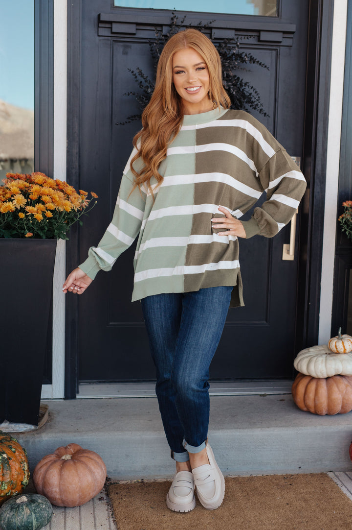 Can't Decide Color Block Striped Sweater!