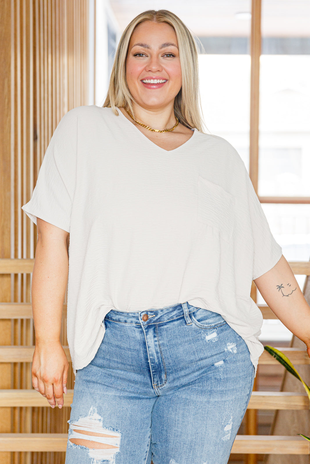 Can't Help Myself Short Sleeve Tee in Sandy Beige!