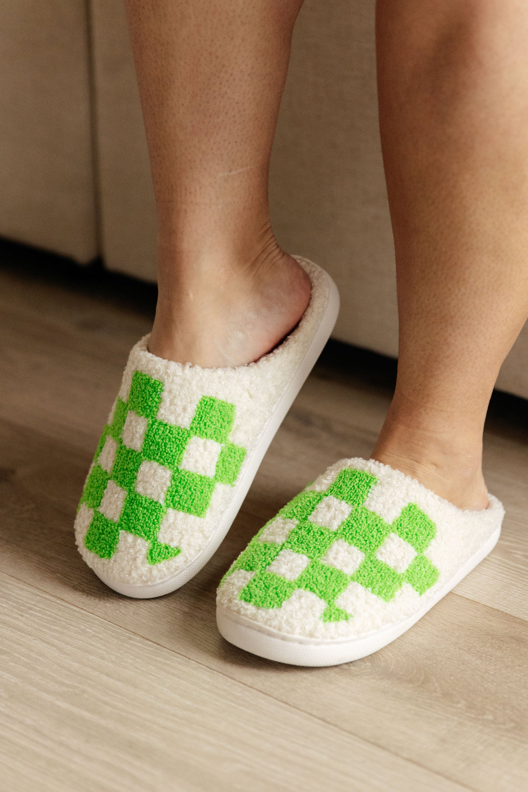 Checked Out Slippers in Green