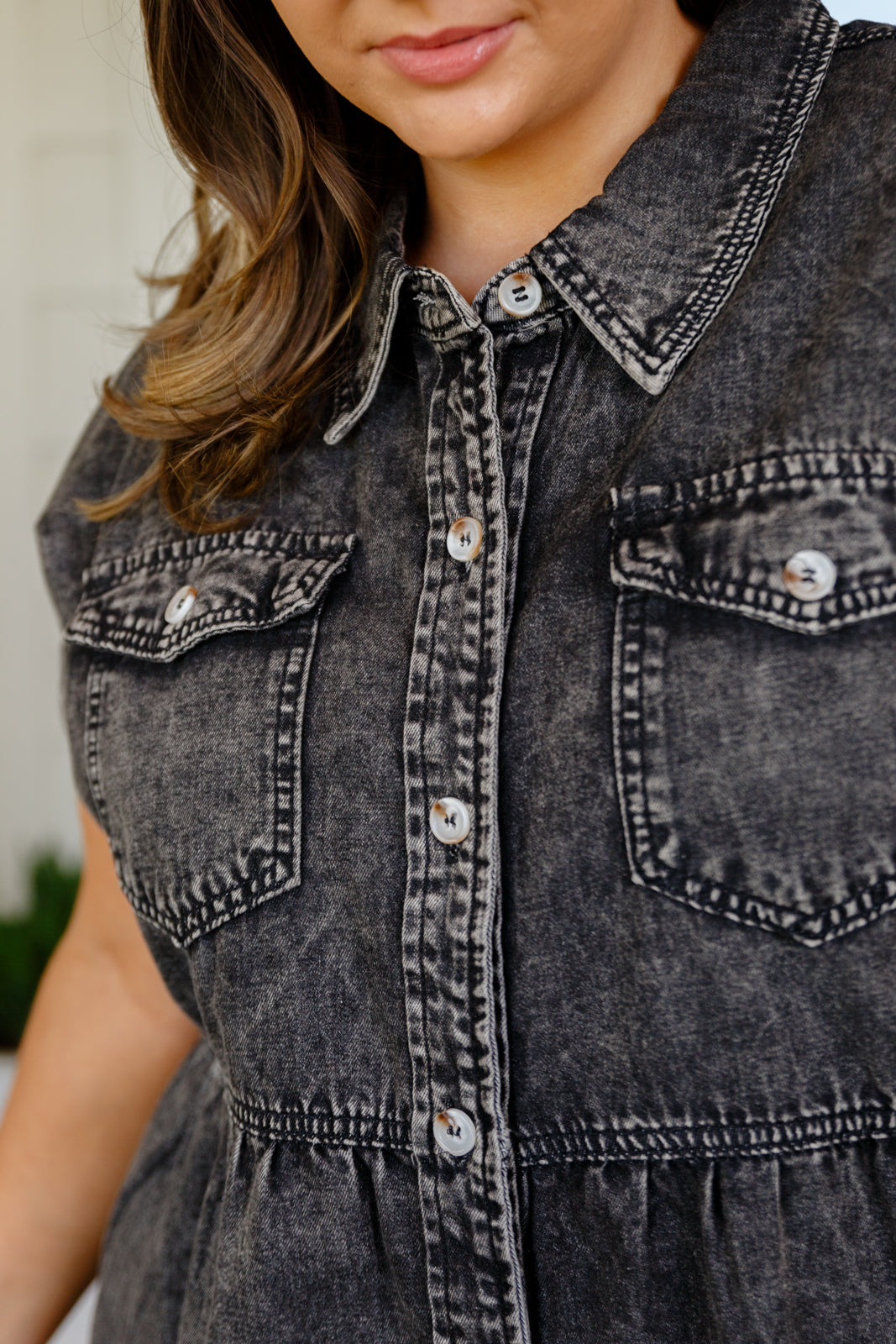 Cool and Carefree Denim Button Down!