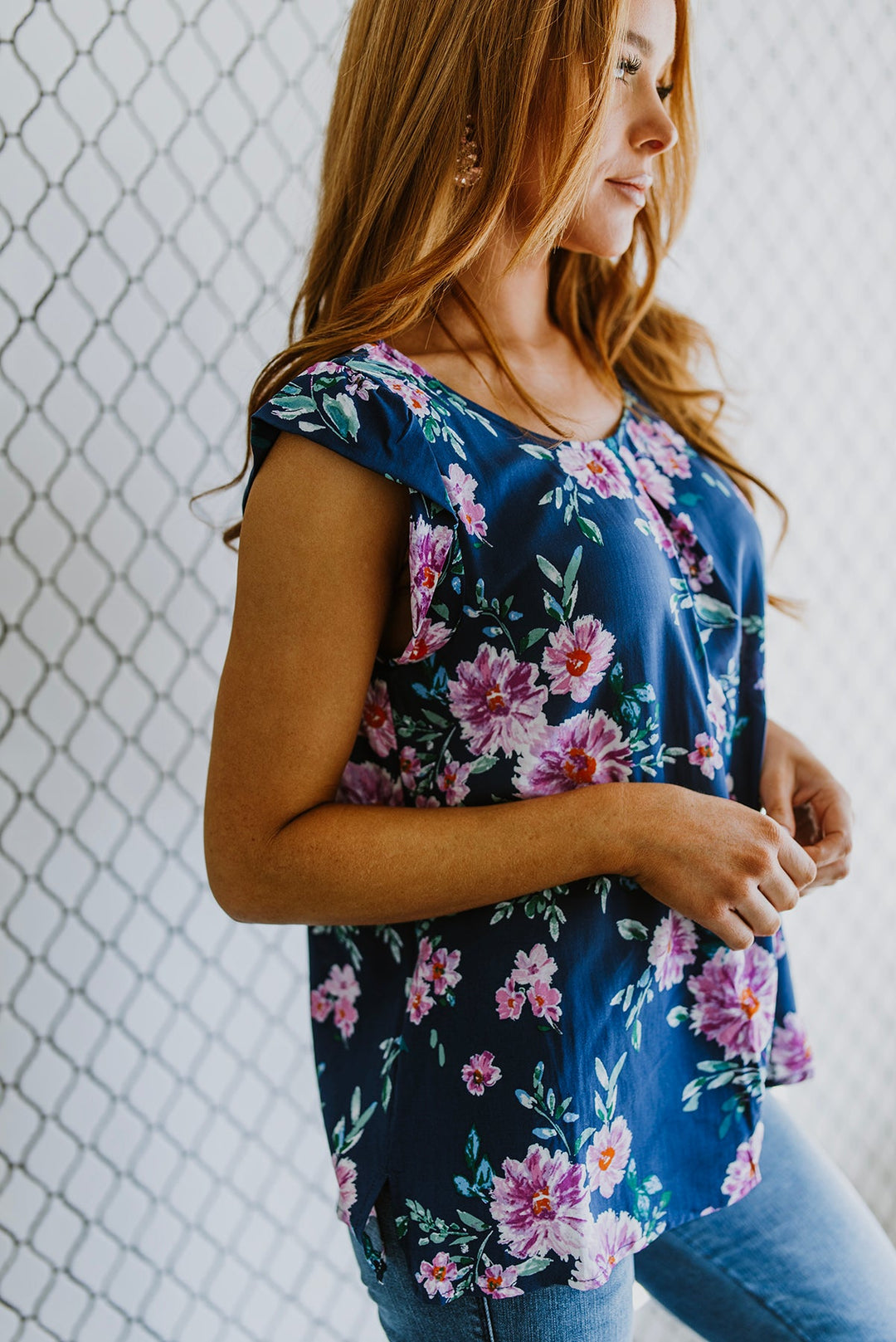 Crowd Charmer Floral Cap Sleeve Blouse!