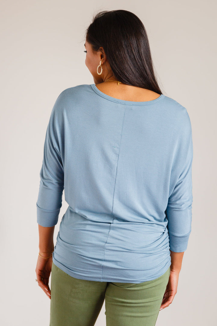 Daytime Boat Neck Top in Blue Gray!