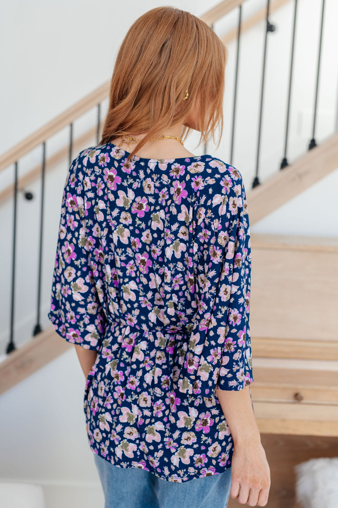 Dearest Dreamer Peplum Top in Navy Floral!