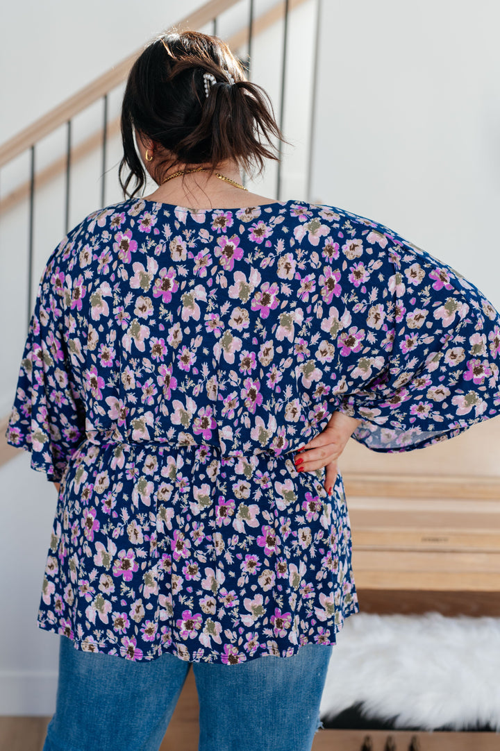 Dearest Dreamer Peplum Top in Navy Floral!