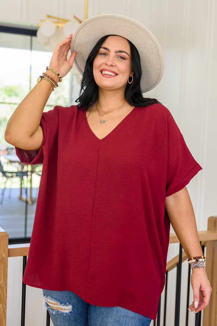 Delightful Days Dolman Sleeve Top In Burgundy!