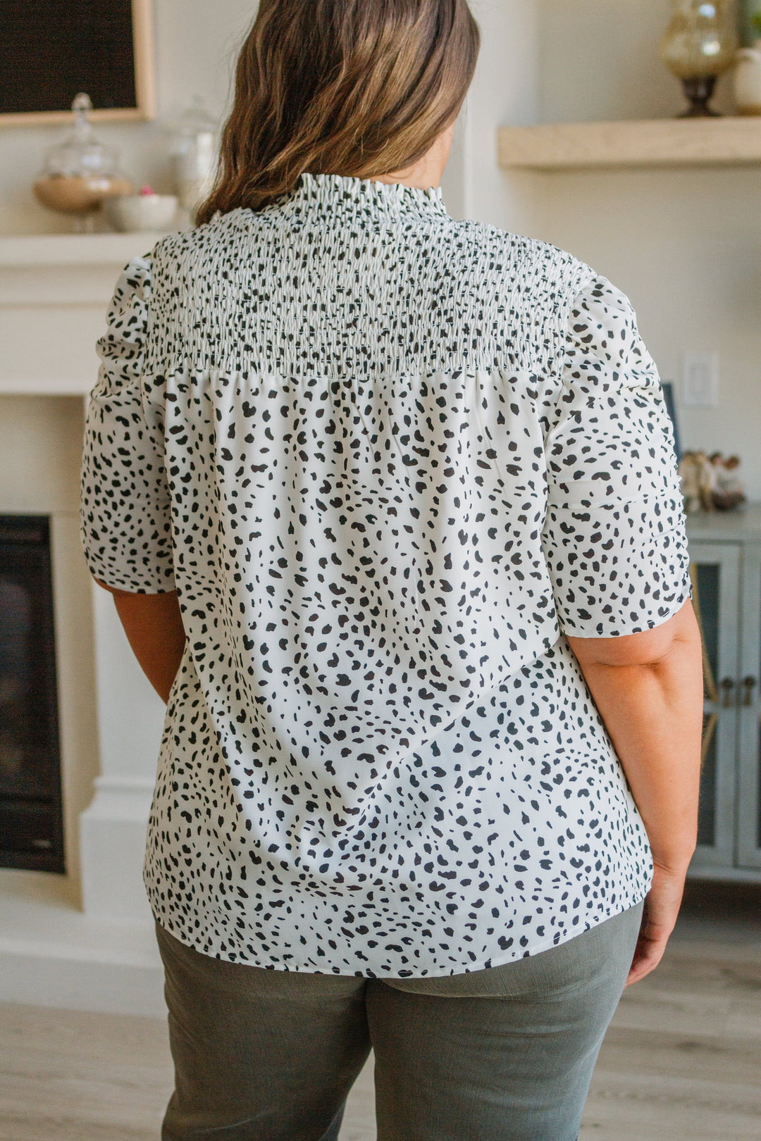 Dottie Ruched Mock Neck Blouse!