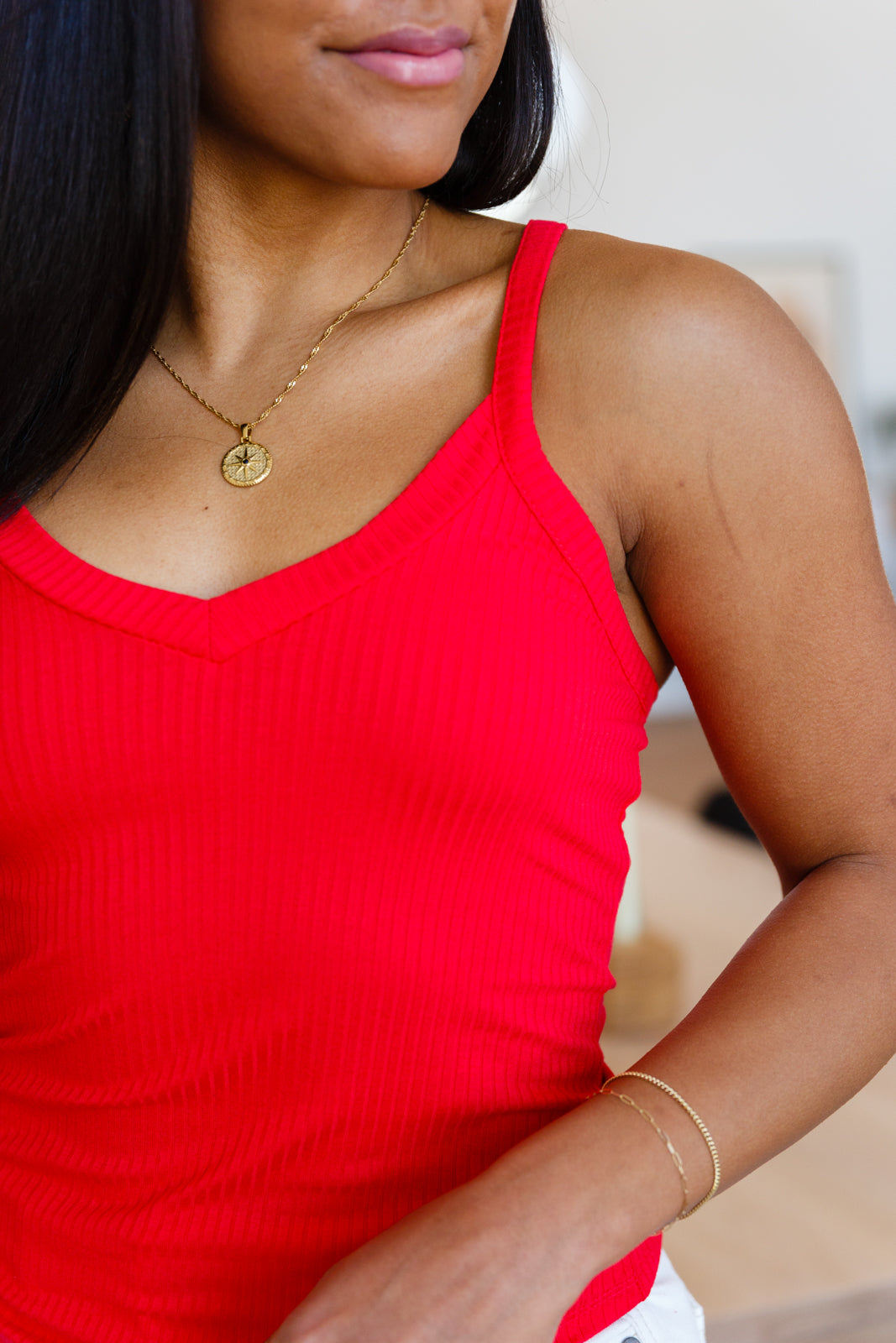 Easy Goes It Ribbed Cami in Ruby Red!