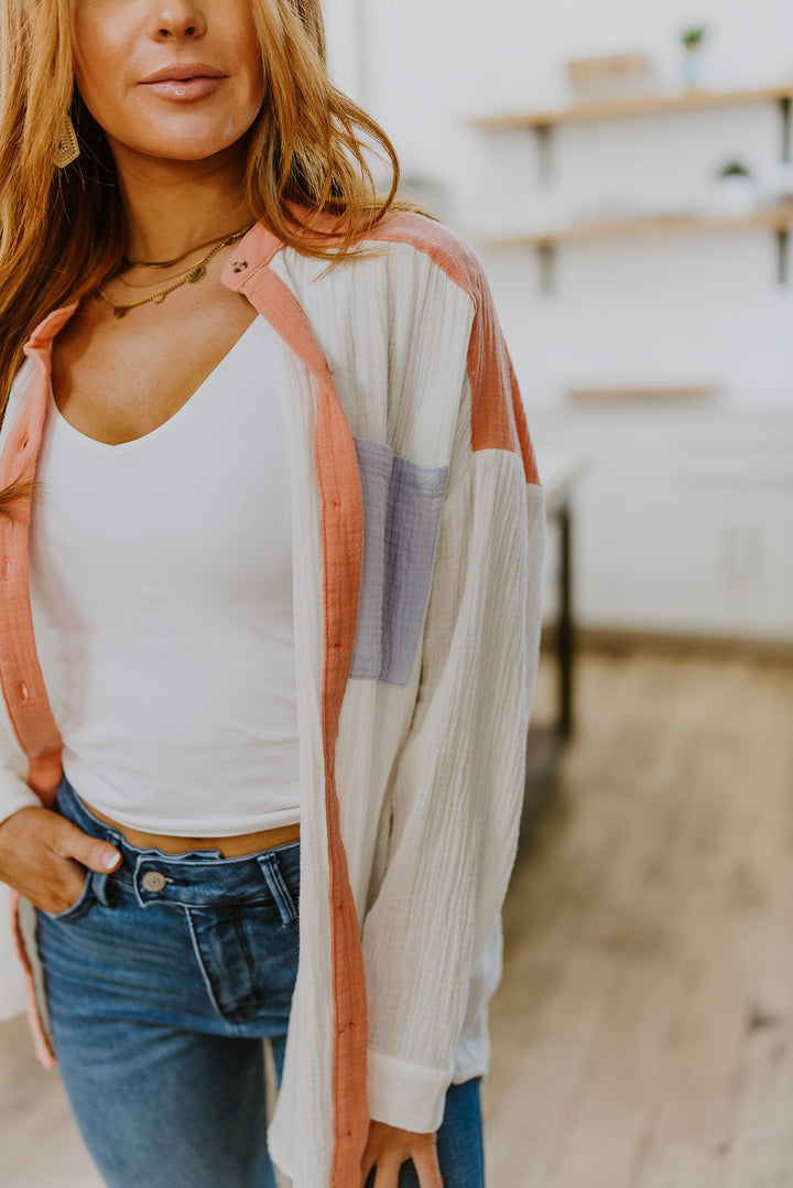 Easy To Love Colorblock Button Up!