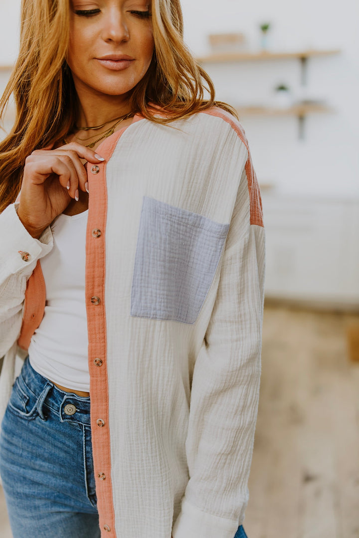 Easy To Love Colorblock Button Up!