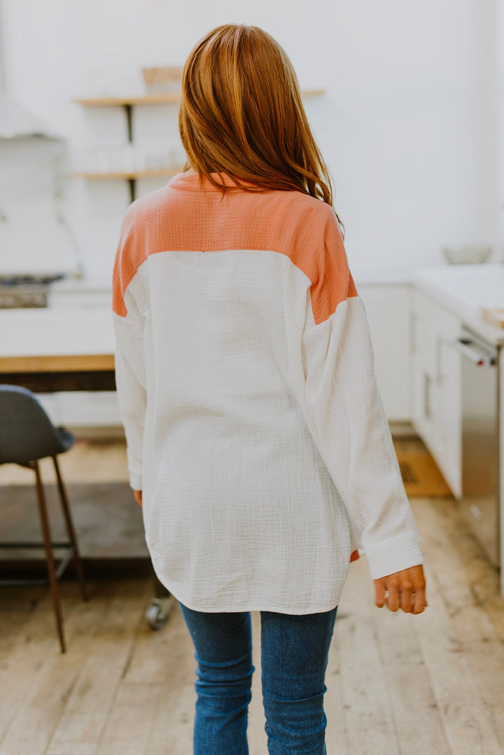 Easy To Love Colorblock Button Up!