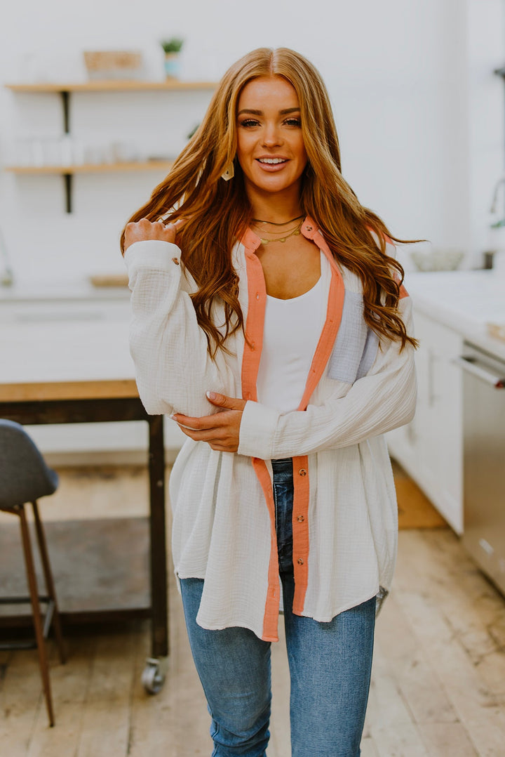 Easy To Love Colorblock Button Up!