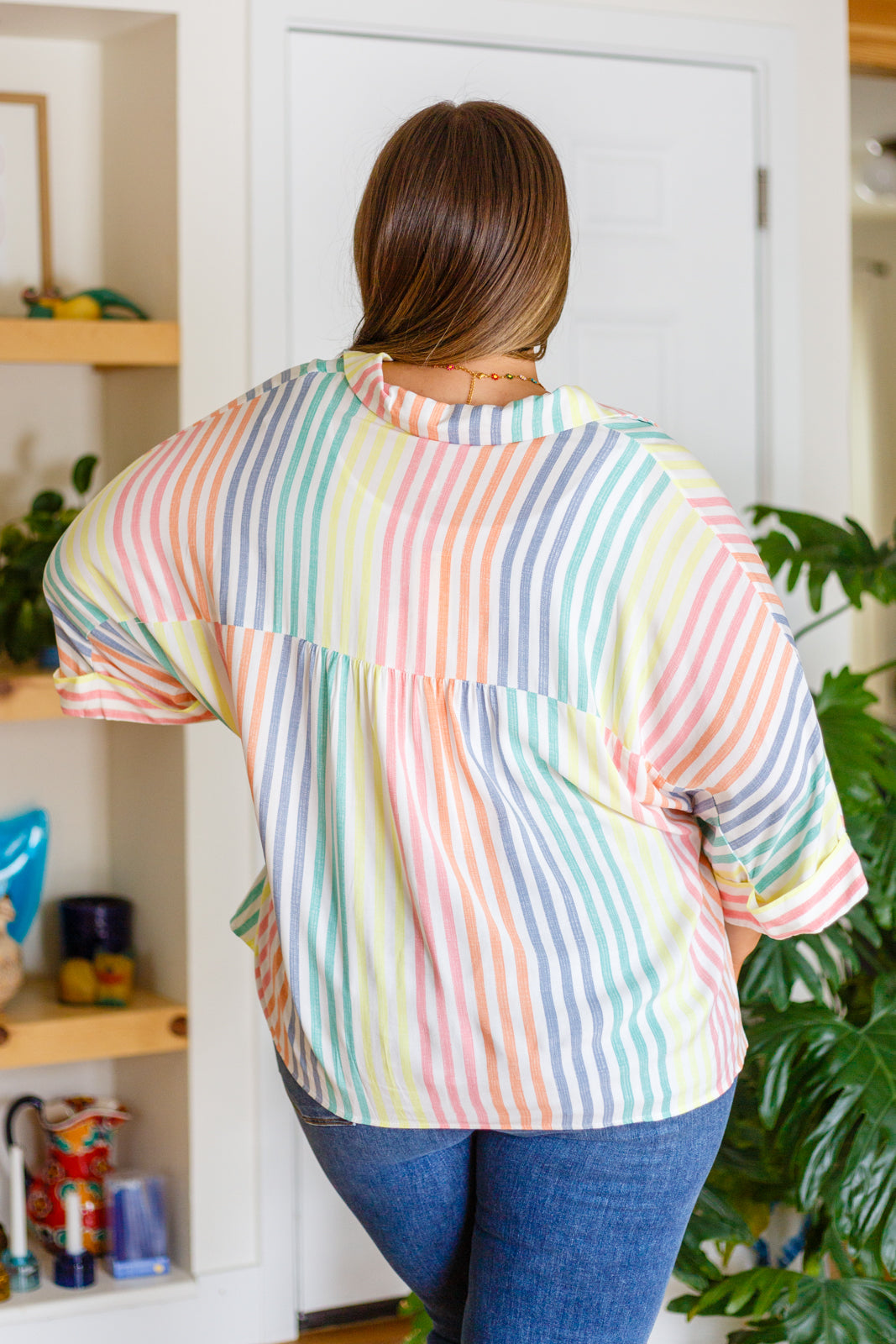 End Of The Rainbow Striped Button Up!