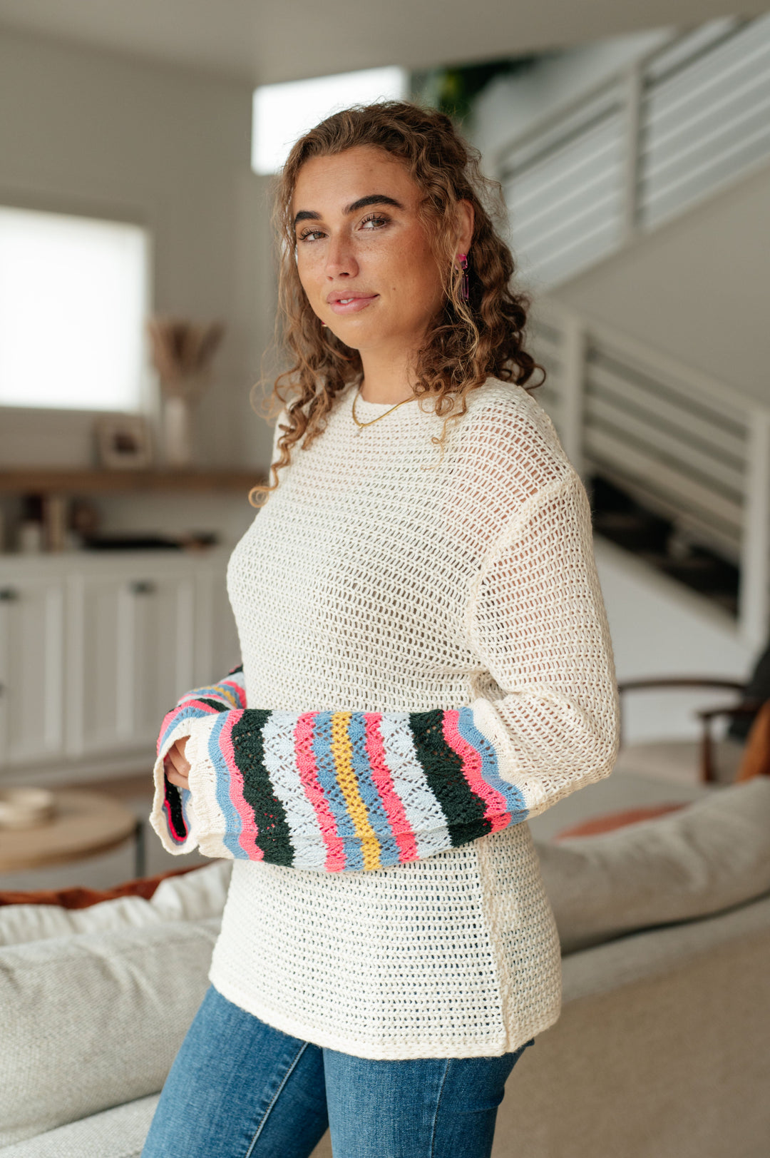 End of the Story Striped Sleeve Sweater!