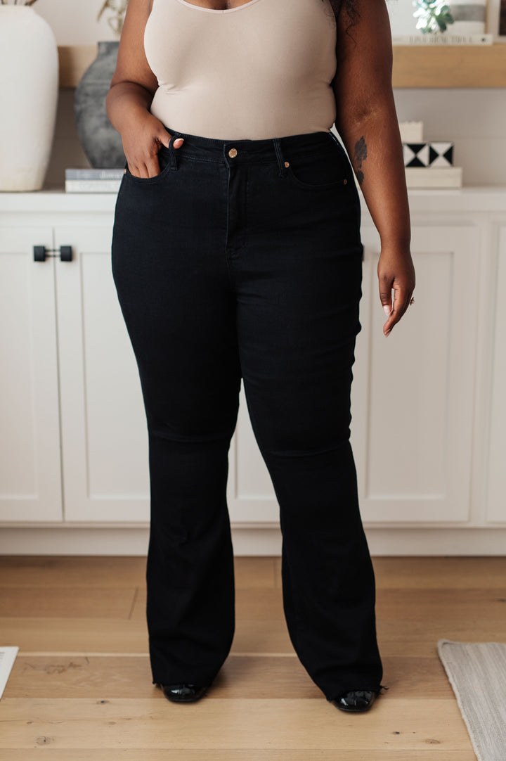 Judy Blue High Rise Control Top Flare Jeans in Black!