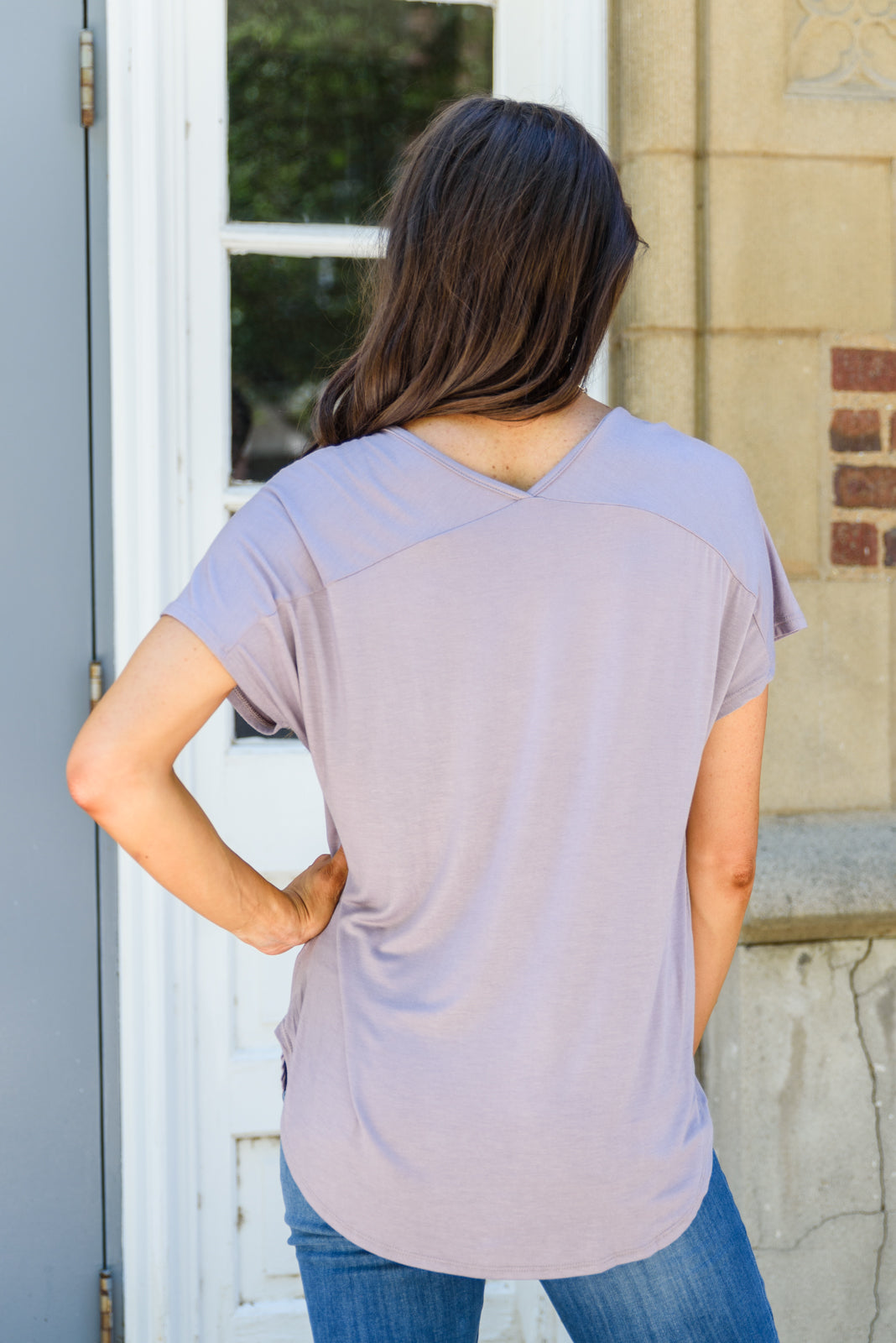 Feel The Zen Tee In Dusty Lavender!