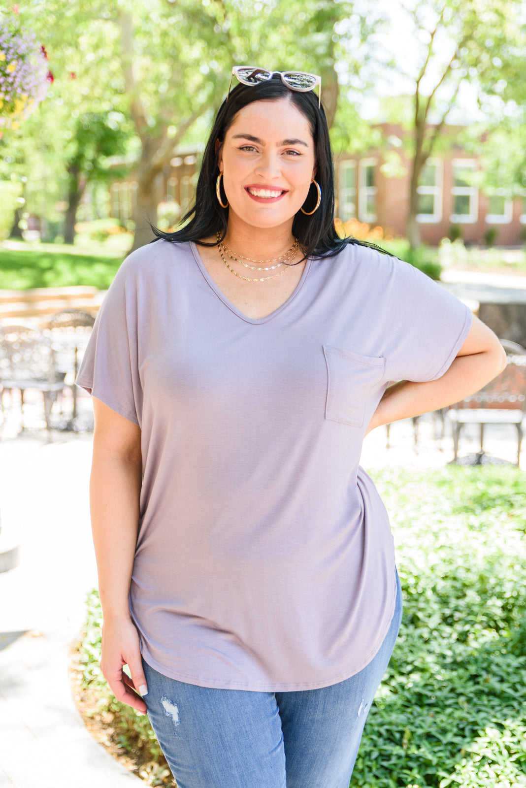 Feel The Zen Tee In Dusty Lavender!