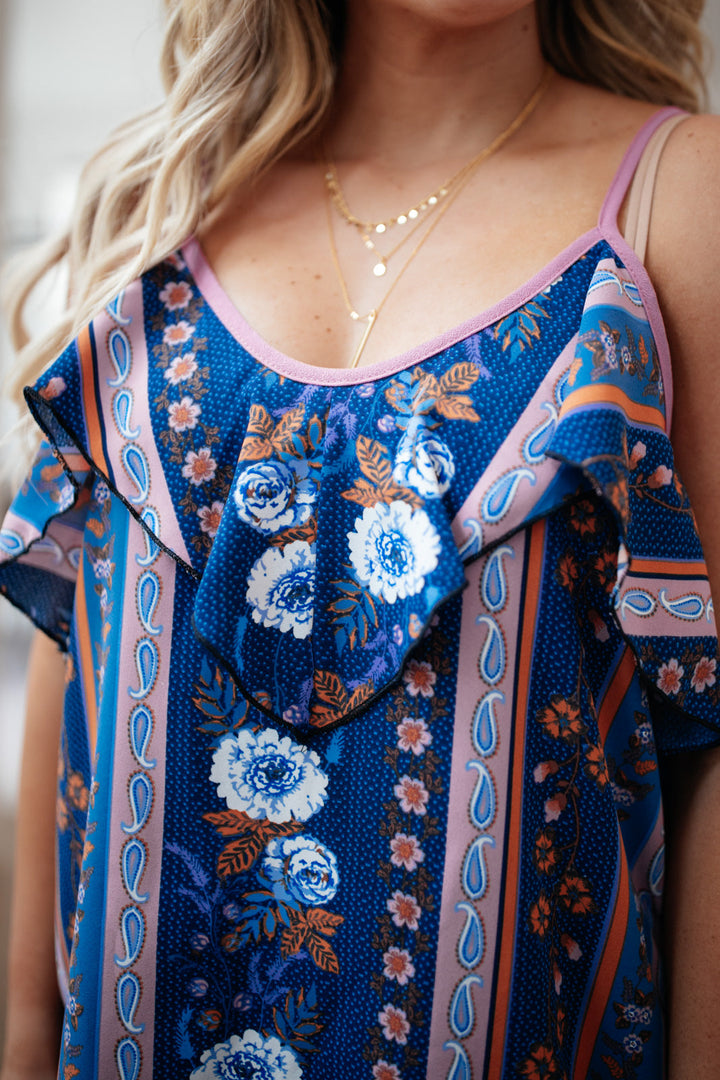 Flirty Florals Tank in Navy/Lavender!