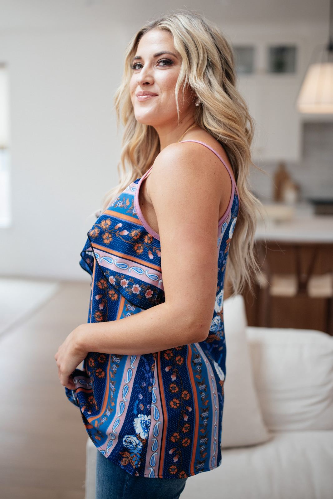 Flirty Florals Tank in Navy/Lavender!