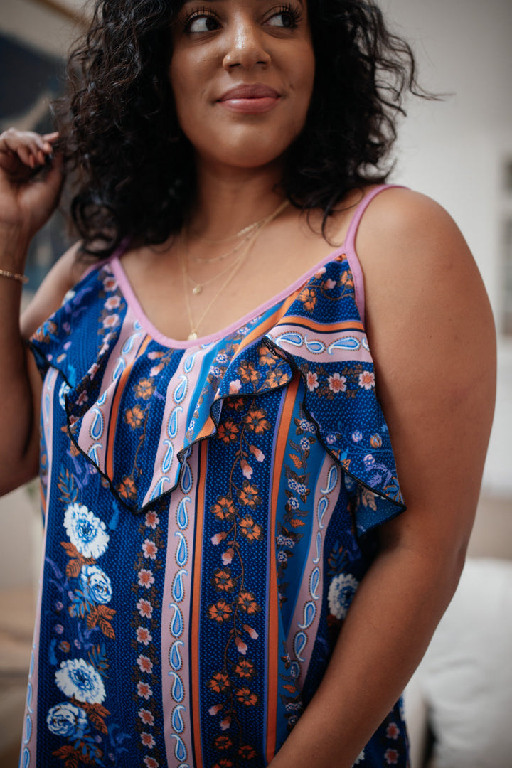 Flirty Florals Tank in Navy/Lavender!