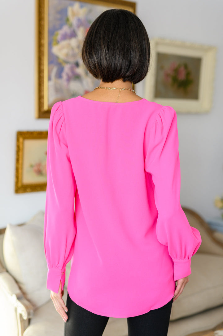 Foxglove Long Sleeve V Neck Blouse!