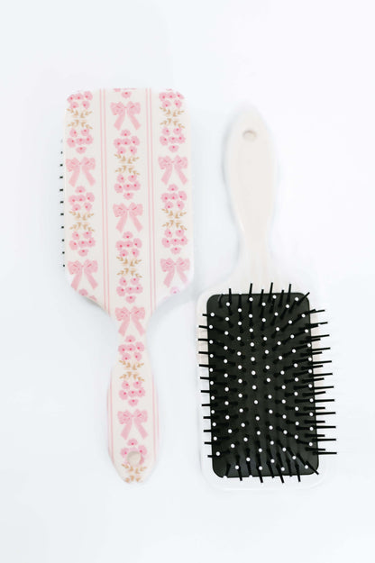 Girly Girl Bow and Floral Hair Brush