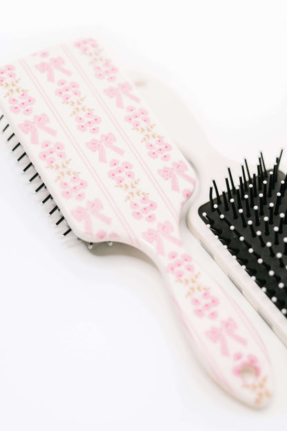Girly Girl Bow and Floral Hair Brush