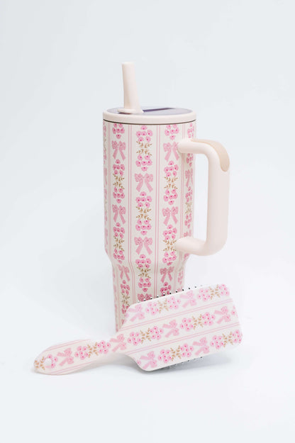 Girly Girl Bow and Floral Tumbler