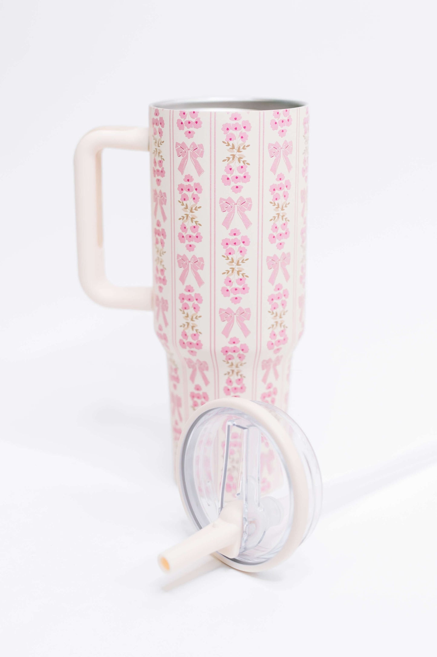 Girly Girl Bow and Floral Tumbler