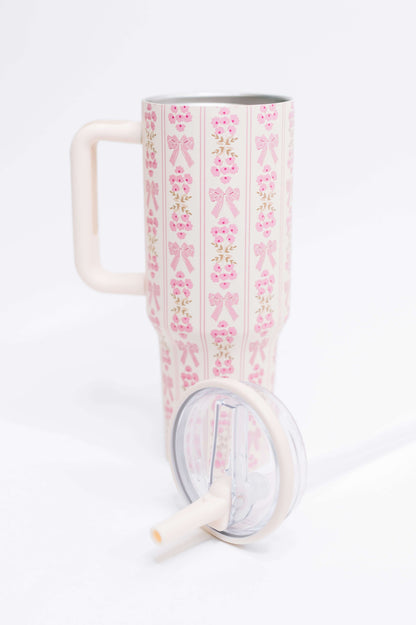 Girly Girl Bow and Floral Tumbler