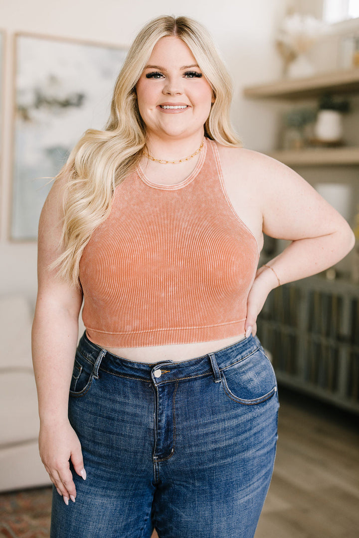 Goals Ribbed Tank Top in Burnt Orange!