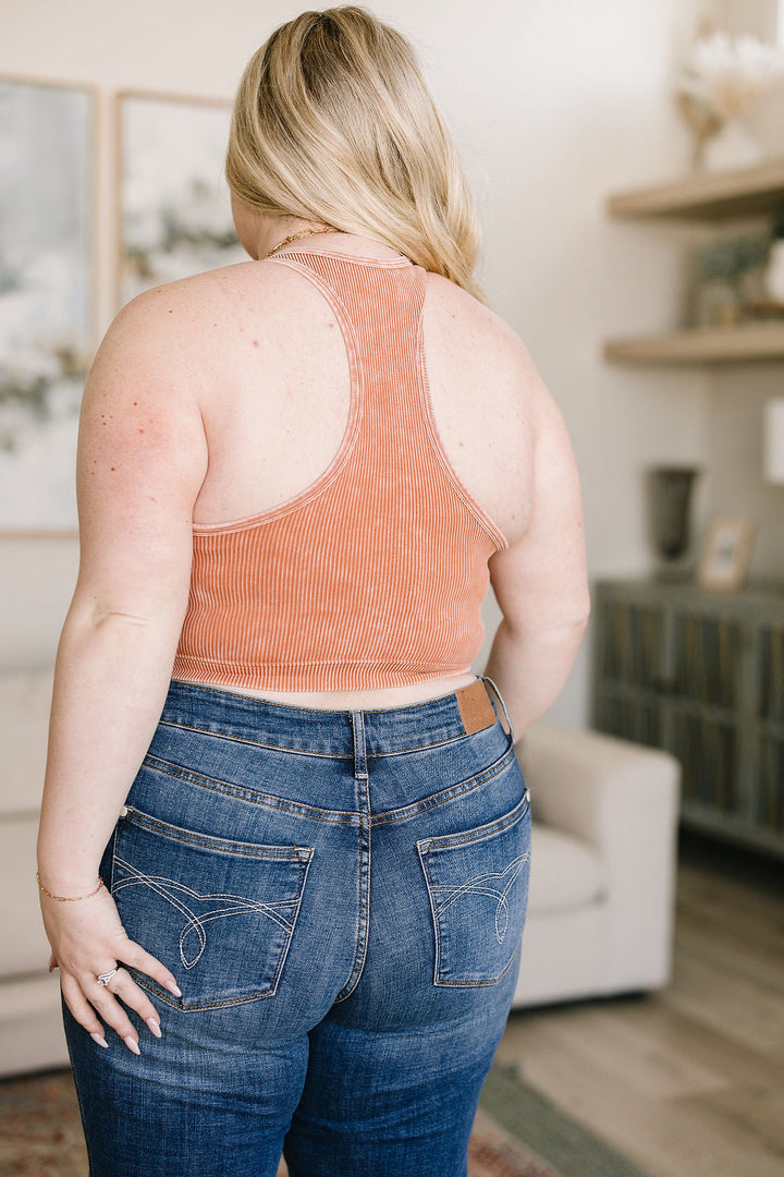 Goals Ribbed Tank Top in Burnt Orange!