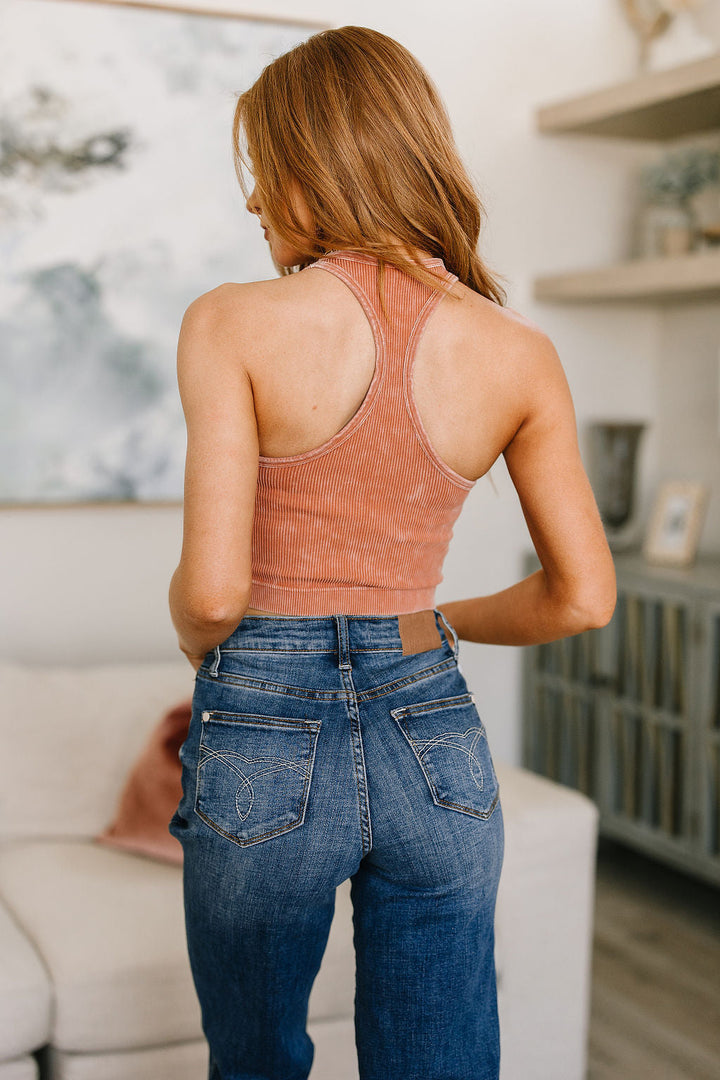 Goals Ribbed Tank Top in Burnt Orange!