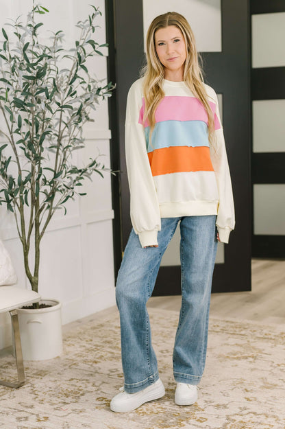 Humor Me Color Block Relaxed Pullover