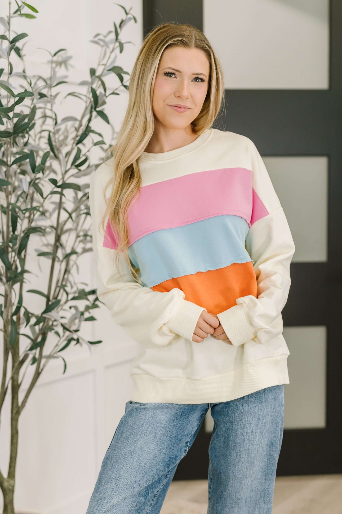 Humor Me Color Block Relaxed Pullover