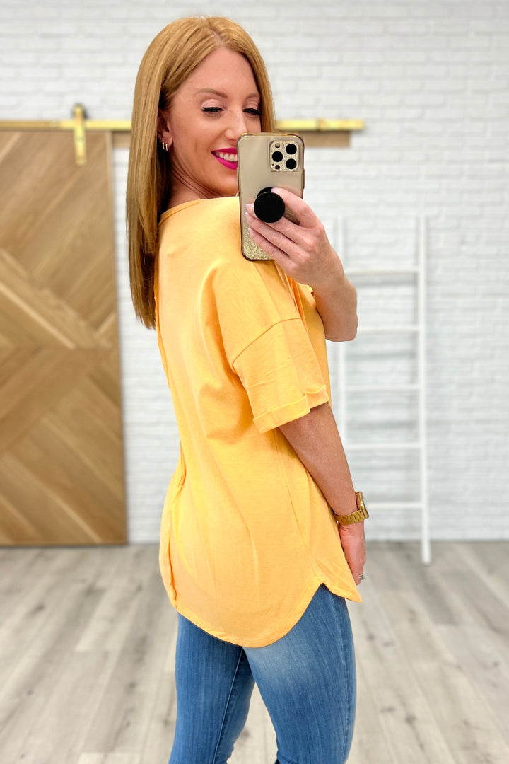 Notched Neck Drop Sleeve Top in Orange!