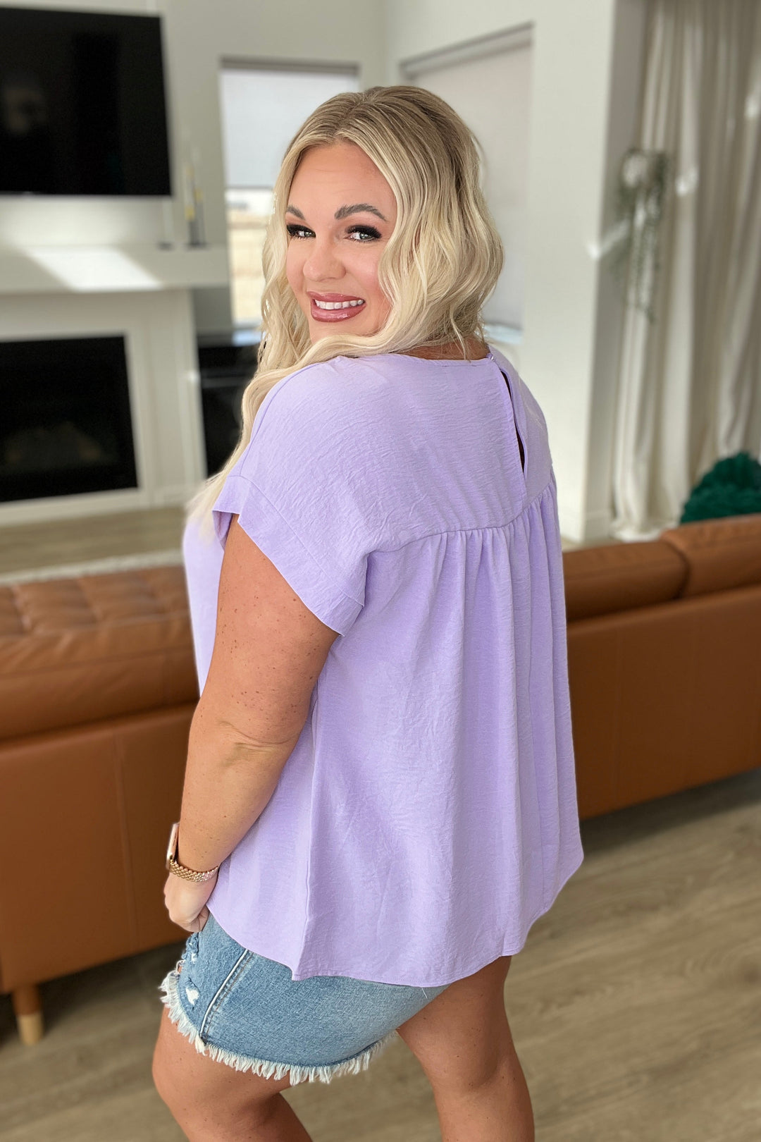 Airflow Babydoll Top in Lavender!