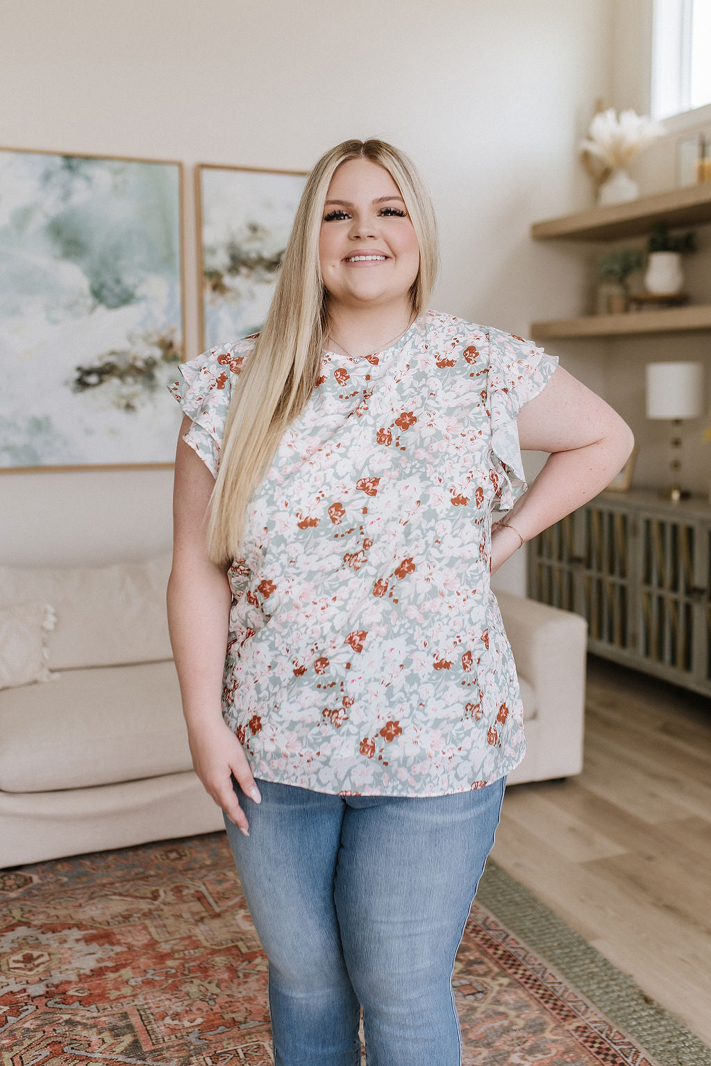 I've Got a Feeling Floral Flutter Sleeve Top!