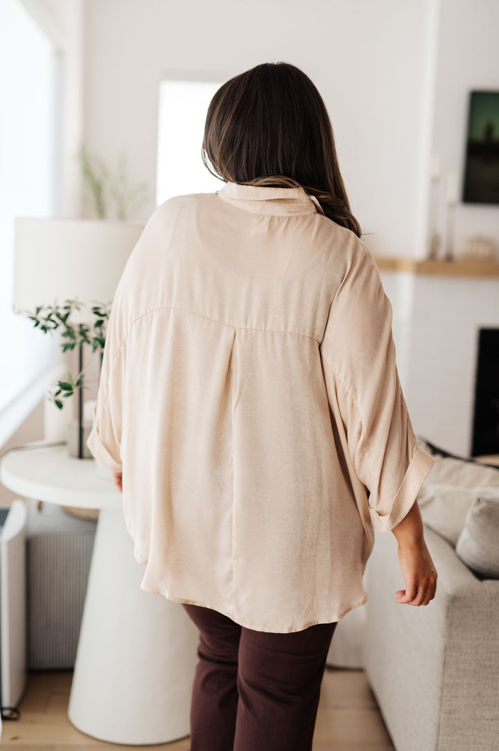 In Your Thoughts Oversized Dolman Sleeve Top in Champagne!