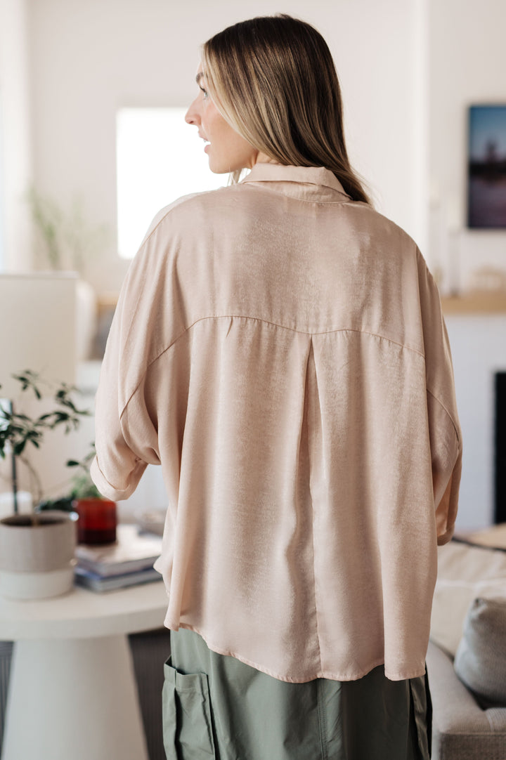 In Your Thoughts Oversized Dolman Sleeve Top in Champagne!