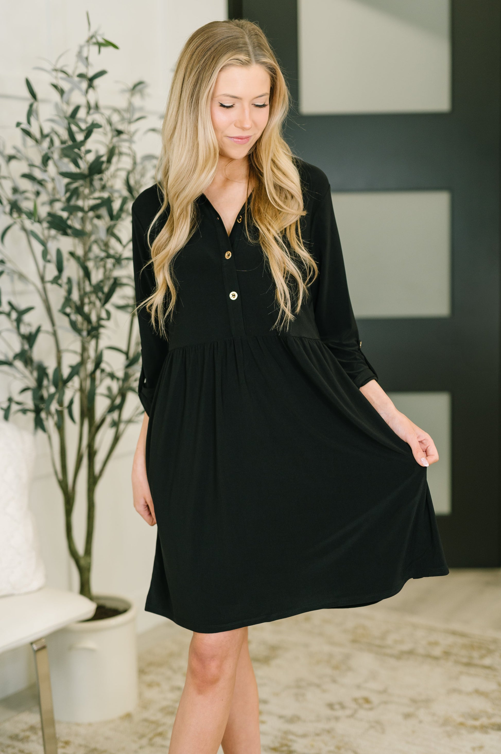 Inspire Collared Neck Dress in Black Abby Lane Inspire Collared Neck Dress in Black Abby Lane