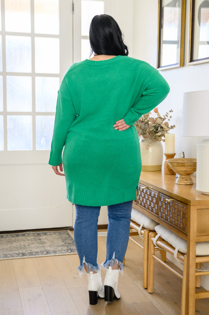 Joyful Season Sweater Tunic In Green!