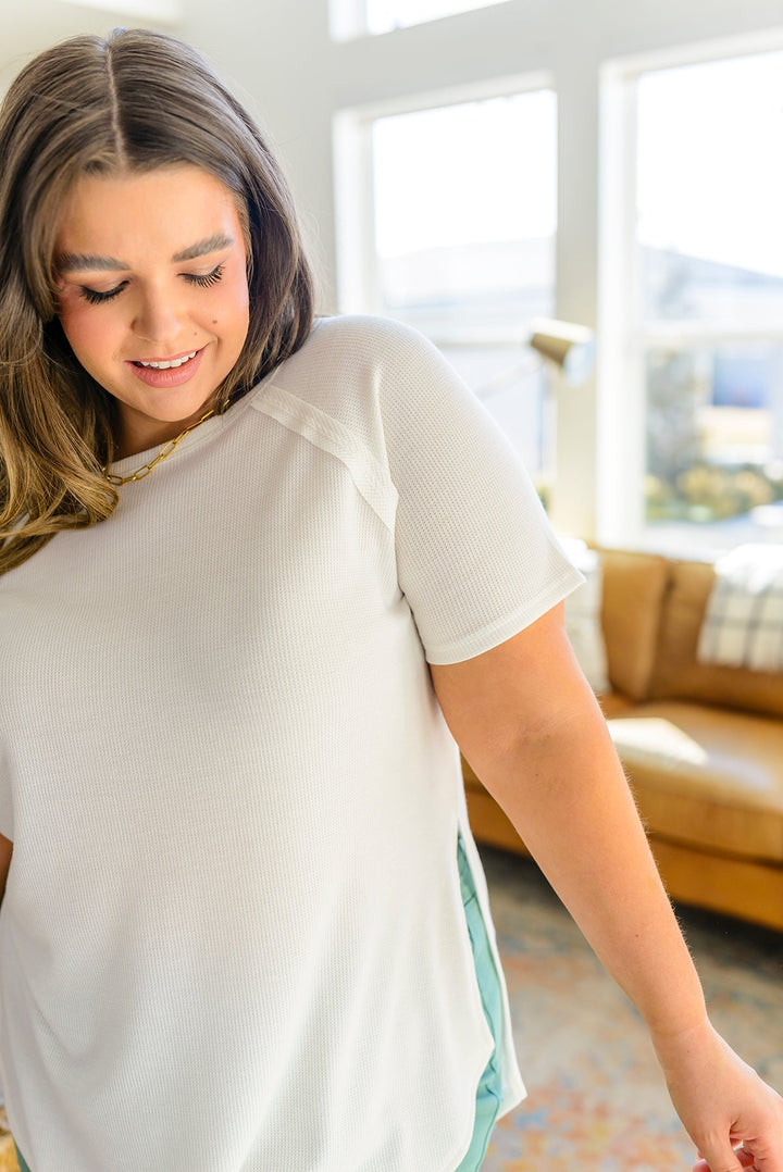 Kathleen Waffle Knit Top in Ivory!