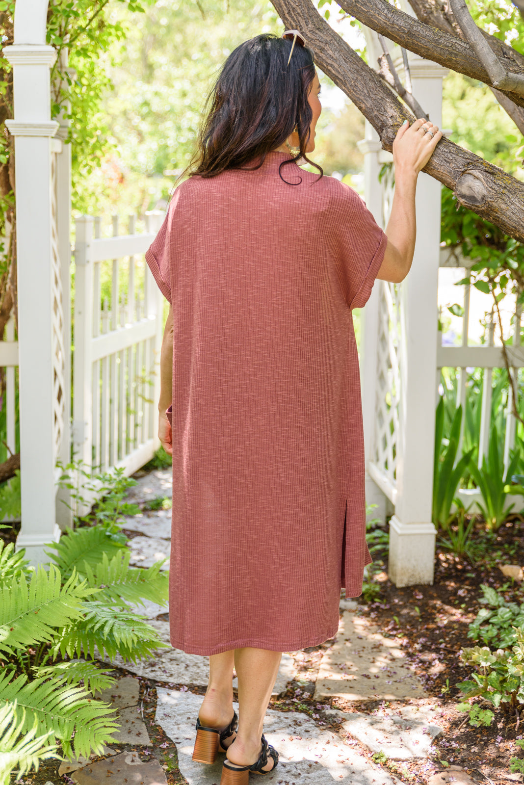 Light Breeze Short Sleeve Cardigan In Dark Mauve!