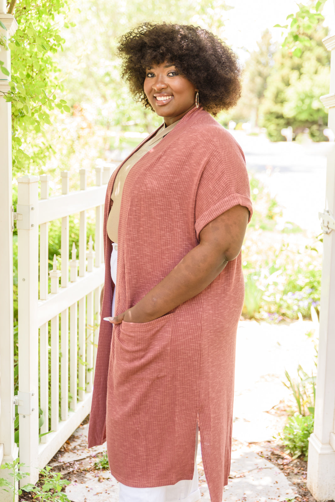 Light Breeze Short Sleeve Cardigan In Dark Mauve!