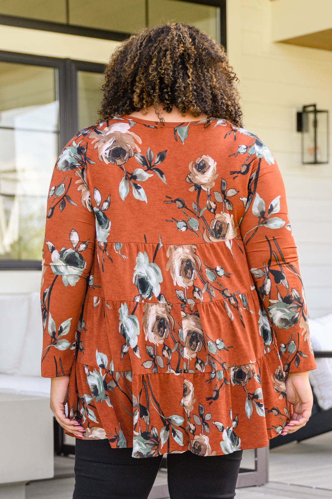 Lovely Meeting Tiered Floral Dress In Rust!