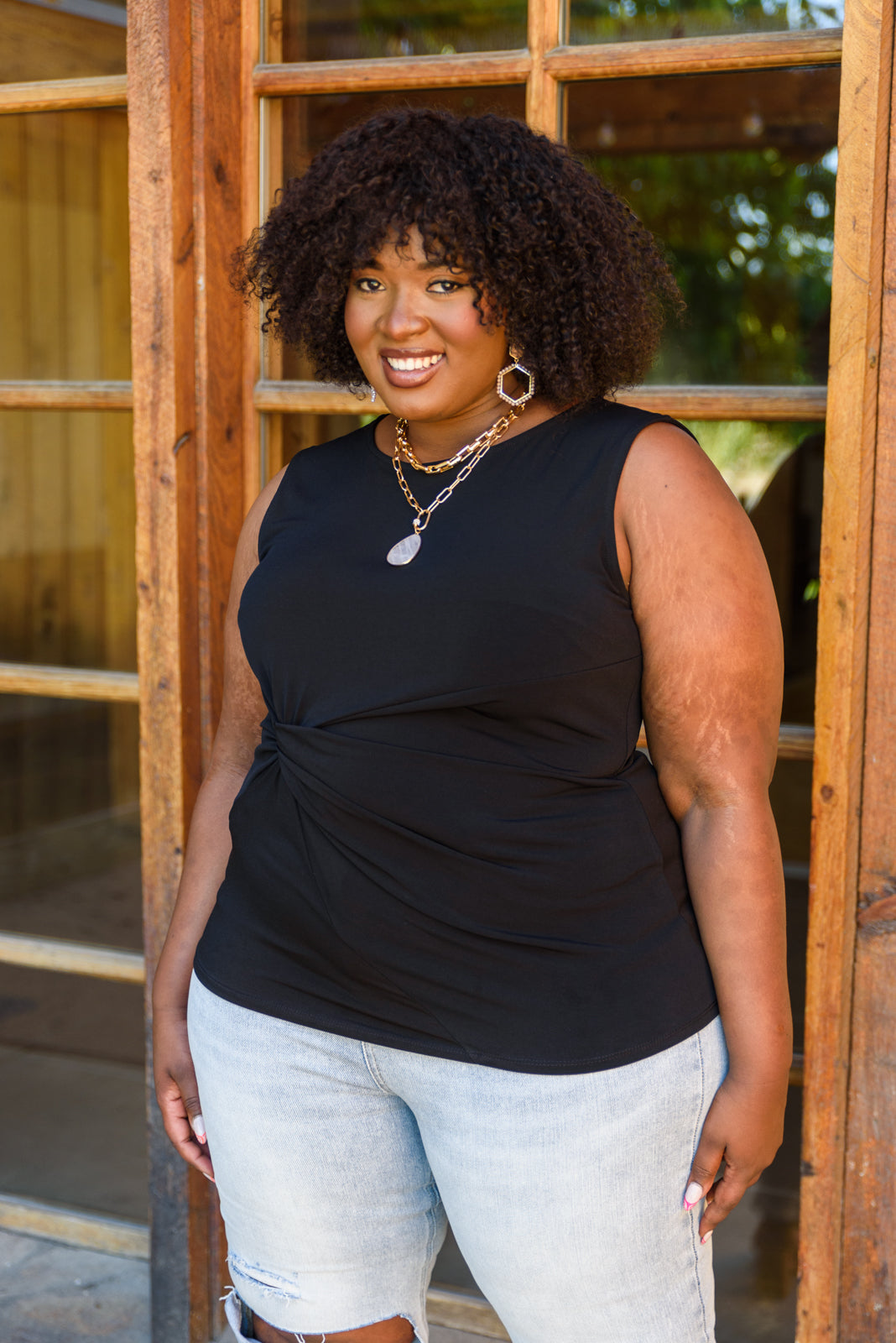 Lovely Time Twist Tank In Black!