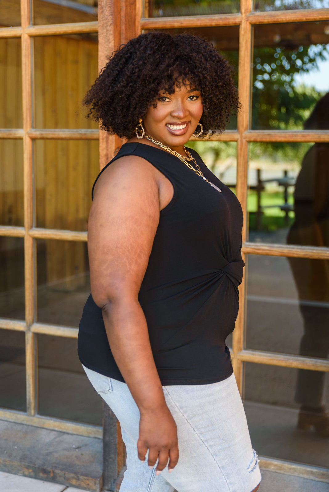 Lovely Time Twist Tank In Black!